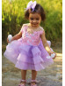 Lavender Pearl Embellished Lace Tulle Flower Girl Dress